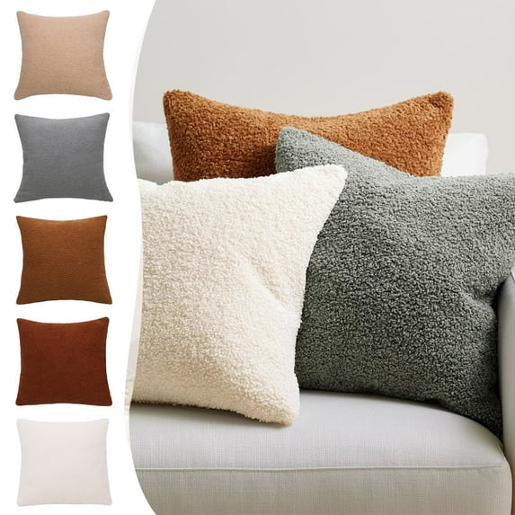 kladzum Pillow Covers Curly Faux Decorative Throw Pillow Covers Soft Cushion Case with Zipper Cozy Pillowcase for Home Living Room Couch Bedroom Bed Sofa, Throw Pillow Covers