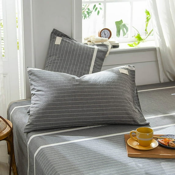 kladzum Pillowcases Pillow Shams Covers Standard Size Pillowcase Soft Breathable Stripe Pillow Covers Neutrals Farmhouses Pillow Protector