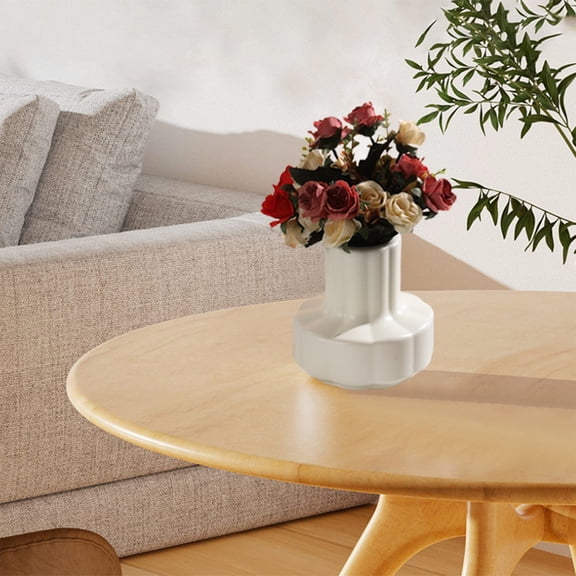 kladzum Plastics Vases for Flowers, Small Decorative Floral Vase Nordics Style Petal Shaped Flower Pot Moderns Homess Decor Shatterproof Faux Ceramic Vase for Living Room Decor