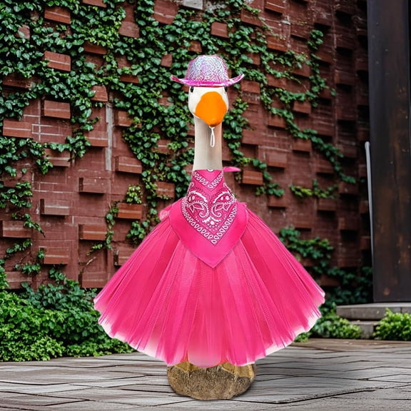 kladzum Porch Decor Porch Goose Outfits Hawaiian Grass Skirt Big White Gooses Festival Set Decoration Sculpture Decoration