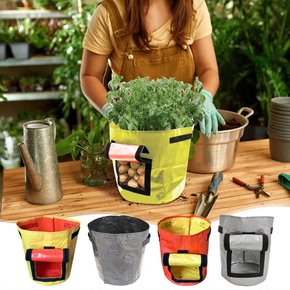 kladzum Potato Grow Bags, Planting Pots with Handles and Side Window for Potato Tomato and Vegetables, Potato Planter PE Container Bag Pouch Plants Growing Pot