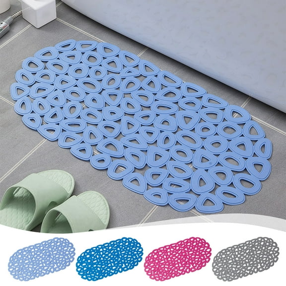 kladzum Shower Mat Non Slide Bathtub Mat with Suction Cups and Drains Holes 12.99x25.59" Bath Mat for Tub Shower Easy Dry Bathroom Rug