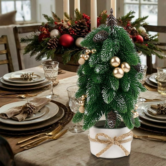 kladzum Small Tabletop Christmas Tree, Mini Artificial Christmas Tree, Xmas Tabletop Simulation Potted Plant Home Party Mini Christmas Tree Ornaments for Home Holiday Decoration