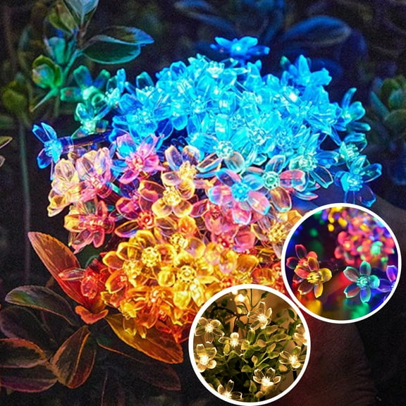 kladzum Solar Flower String Lights Outdoor 20 LED Lights Christmas Decorations Fairy Lights 16.4ft Decor Light Garden, Fence, Patio, Yard, Christmas Tree, Home Wedding Patio Party