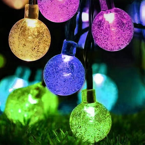 kladzum Solar LED Outdoor String Lights Solar Bubble Spherical String Outdoor Ambient Crystalline Globes Christmas Garden Patio Light Strip Colourful Lights Christmas Decorations