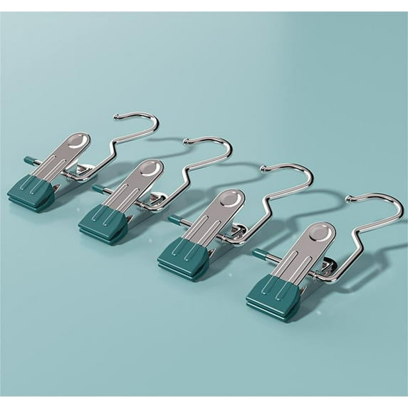 kladzum Stainless Steel Hook Clip with Hook Storage Clip Clothes Drying Clip Multifunctional Seamless Towel Hat Sock Windproof Pants Clip Heavy Duty Hanging Hooks