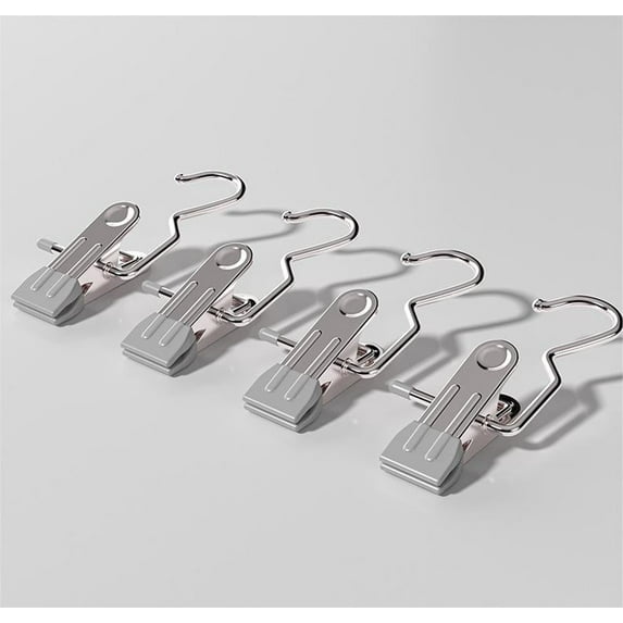 kladzum Stainless Steel Hook Clip with Hook Storage Clip Clothes Drying Clip Multifunctional Seamless Towel Hat Sock Windproof Pants Clip Heavy Duty Hanging Hooks