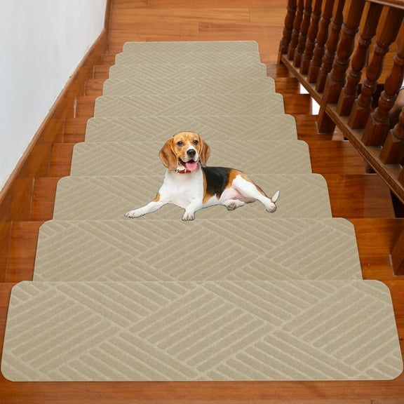 kladzum Stair Treads Carpet Mat Indoor Stair Runners for Wooden Steps, Antislip Household Staircase Striped Floor Mat Absorbent Silent Staircase Carpet Adhesive Free Selfadhesive Stair Mat