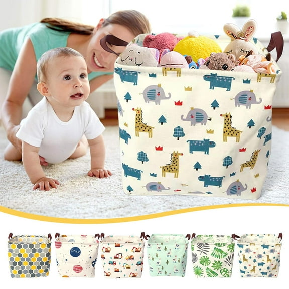 kladzum Storage Bins, Laundry Hamper Canvas Laundry Basket Foldable Waterproof Sundries Toy Storage Basket Cabinet Sundries Storage Box for Kids Boys and Girls, Office, Bedroom, Clothes, Toys