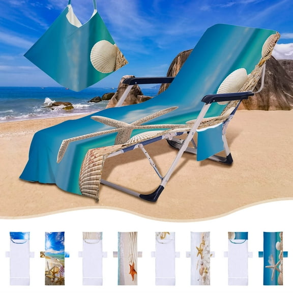 kladzum Summer Beach Chair Covers with Side Pockets Boho Pool Lounge Chair Towel Covers Microfiber Beach Towel for Outdoor Garden Courtyard Patio Beach Supplies
