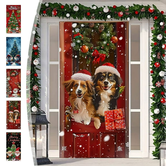 Super Cute Christmas Door Cover 6.7x3 Ft Decorative Door Curtain Flag Atmospheres Backdrops Hanging Fabric Door Covers Christmas Decorations Holiday Gifts