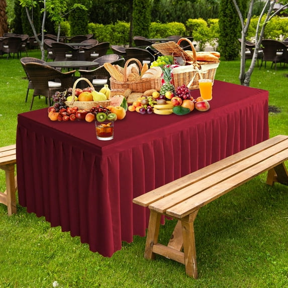 kladzum Tablecloths for Rectangle Tables, Solid Color Conferences Table Skirt Proof Decorative Polyester Table Cover Wrinkle Ruffled Banquet Wedding Party 47.24x15.75x29.53in Table Cloth