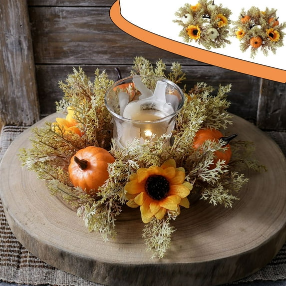 kladzum Thanksgiving Candle Rings Pumpkin Sunflower Candle Candle Holders Aroma Wreath Circles Decorative Supplies Table Decorations Thanksgiving Decorations