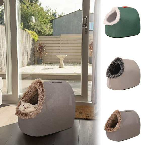 kladzum Thickened Cat Bed Warm Pet Cave Bed Semi-enclosed Pet House Small Dog Bed Portable Sleeping Bed for Dogs and Cats In Winter