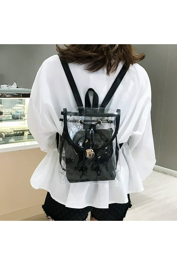Transparent Backpack/Handbag, Transparent Multipurpose Travel Bag, Transparent Vinyl Travel Bag, Ball Game Concert Transparent Backpack with An Opaque