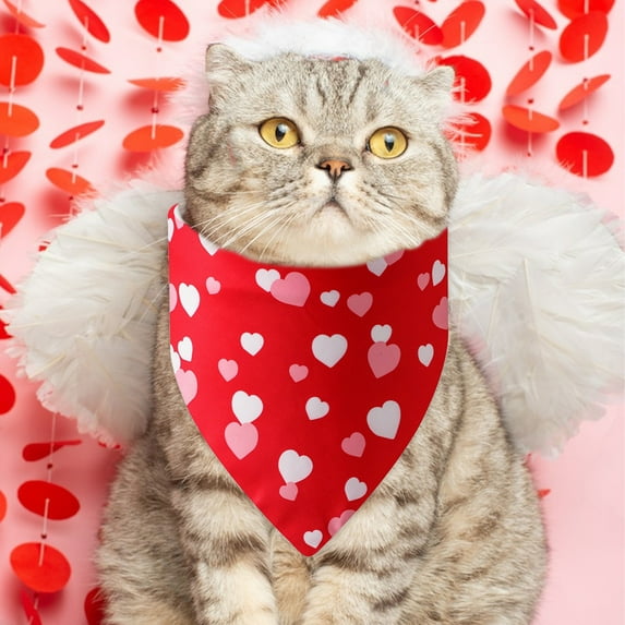 kladzum Valentine's Day Dog Bandanas, Pet Scarf Valentine's Day Pet Apparel Love Pet Scarf Cats and Dog Tricot Pet Accessories Valentine's Day Decorations, Dog Scarf Dog Valentines Outfit