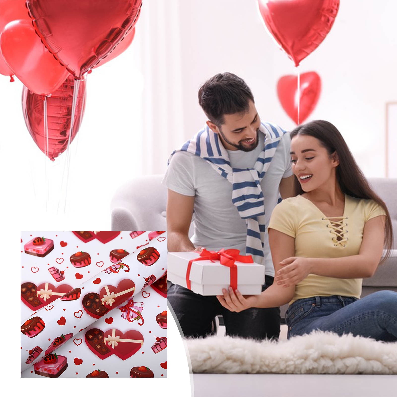 Valentine's Day Wrapping Paper - 8 Sheets 20x28 Inch Conversation Heart Design For Gifts