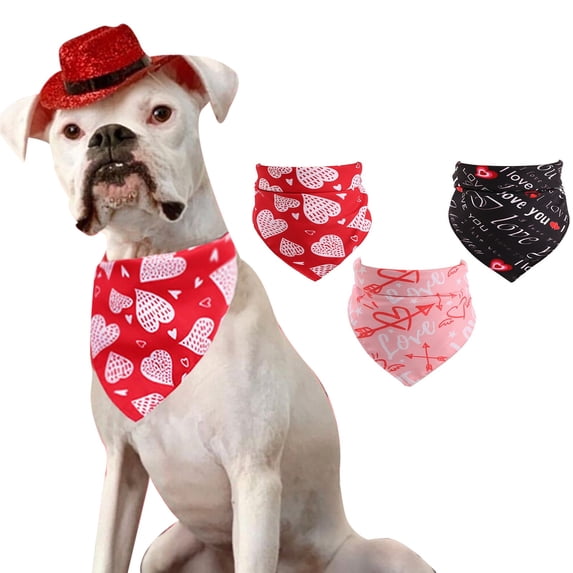 kladzum Valentines Day Dog Bandanas, Pet Scarf Valentine's Day Pet Apparel Pet Scarf Pet Saliva Towel, and Dog Scarf Love Scarf Pet Accessories Valentine's Day Decorations