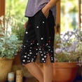 thumbnail image 1 of kladzum Women's Cotton Linen Shorts Print Loose Fit Straight Leg Side Buttoned Slits Capri Pants with Pockets for Summer Vacation Outfits S-2XL, 1 of 6