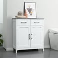 thumbnail image 1 of kleankin Bathroom Floor Cabinet, Freestanding Linen Cabinet, Storage Cupboard with 2 Drawers, Double Doors, Adjustable Shelf, White, 1 of 9