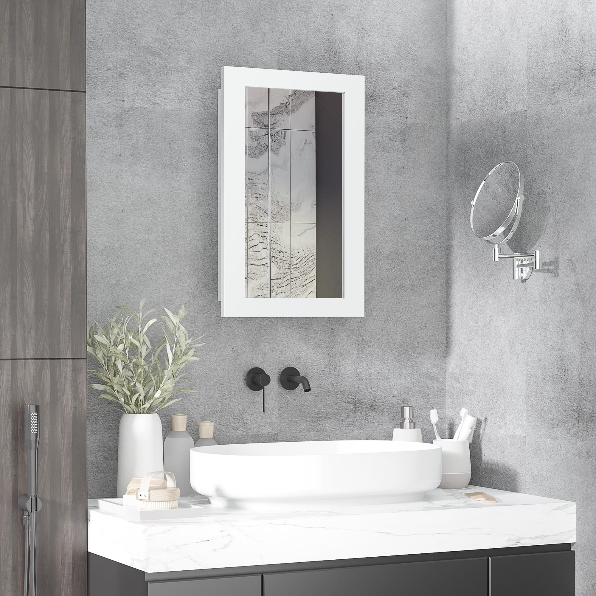 kleankin Wall-Mounted Medicine Cabinet with Mirror, Bathroom Mirror ...