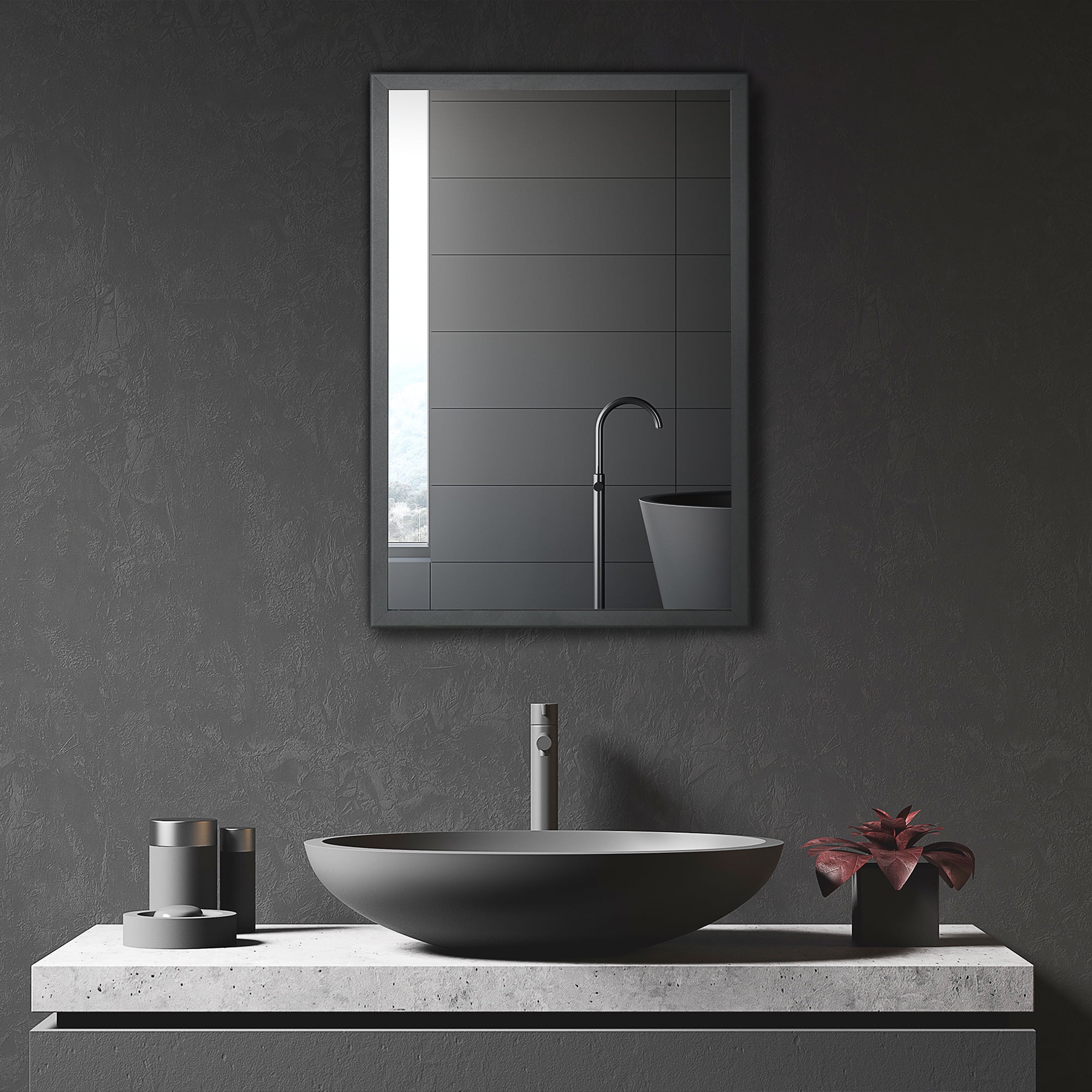 Black Steel Wall Mounted Medicine Cabinet with Mirror