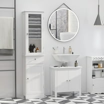 kleankin Bathroom Storage Cabinet with Acrylic Door, Drawer, and Shelves