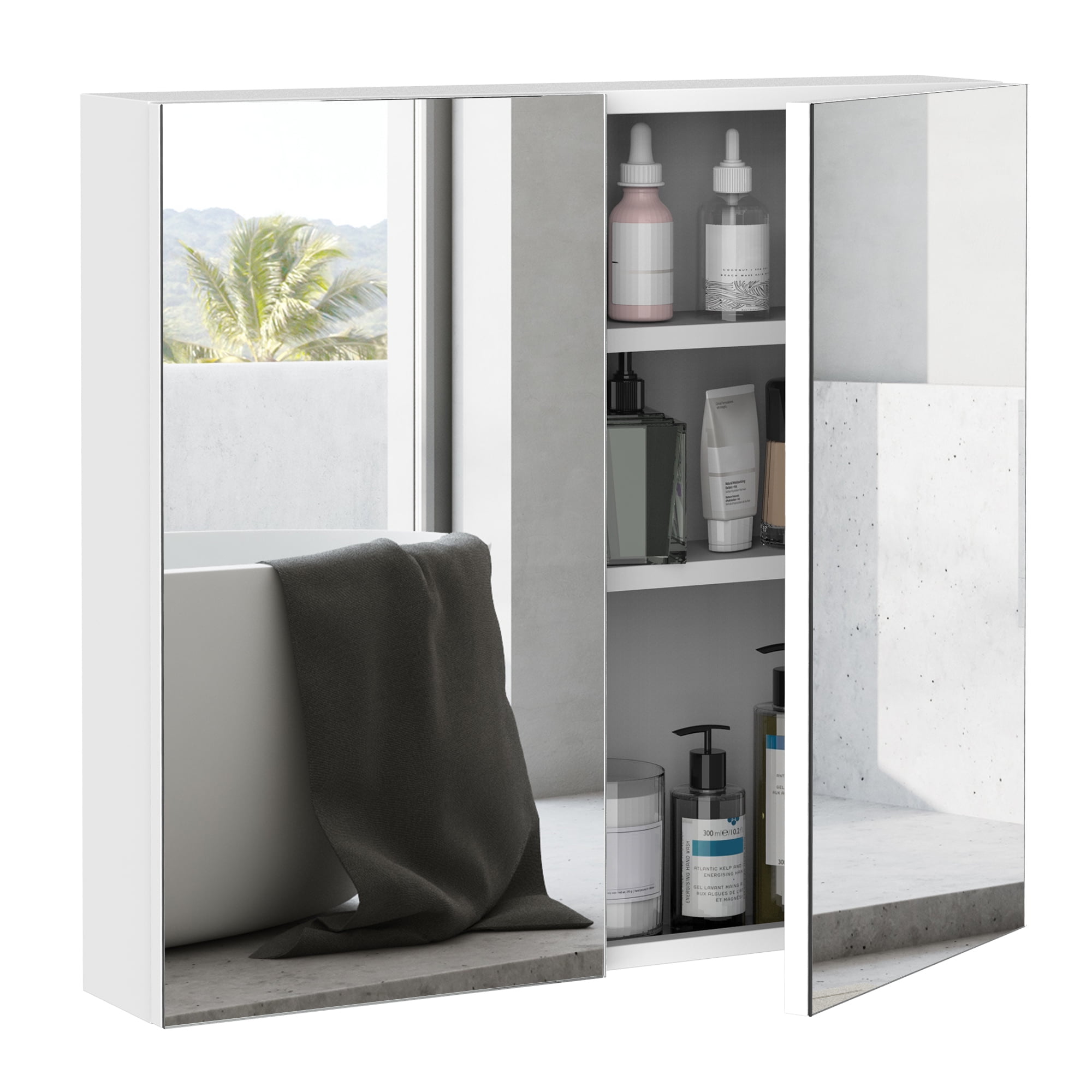 kleankin Farmhouse Under Sink Bathroom Cabinet, Pedestal Vanity Storage ...