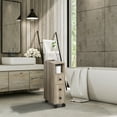 thumbnail image 1 of kleankin Freestanding Compact Design Bathroom Cabinet with 2 Open Cabinets, 1 Door Cabinet, 1 Drawer and 4 Rolling Wheels, Oak Grain Color, 1 of 9