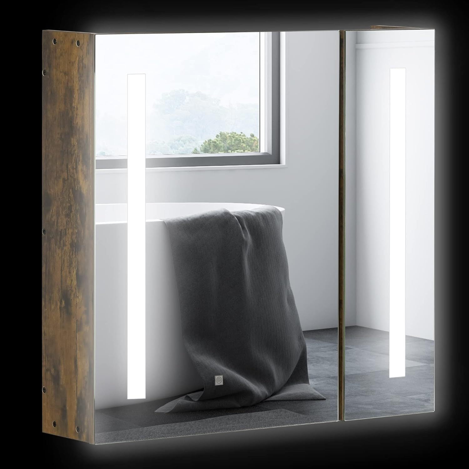 kleankin Lighted Medicine Cabinet with Mirror, 27.5" x 25.5" Wall ...