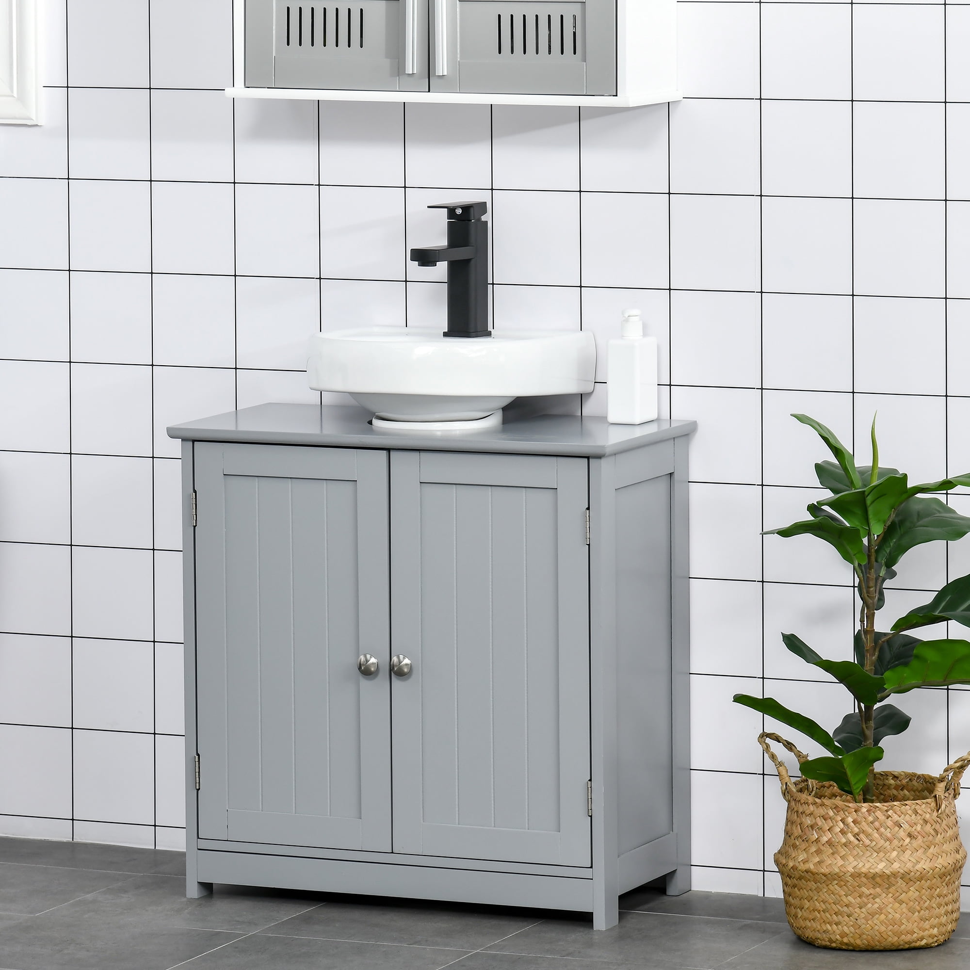 kleankin Under-Sink Pedestal Storage Cabinet, Utility Small Base ...