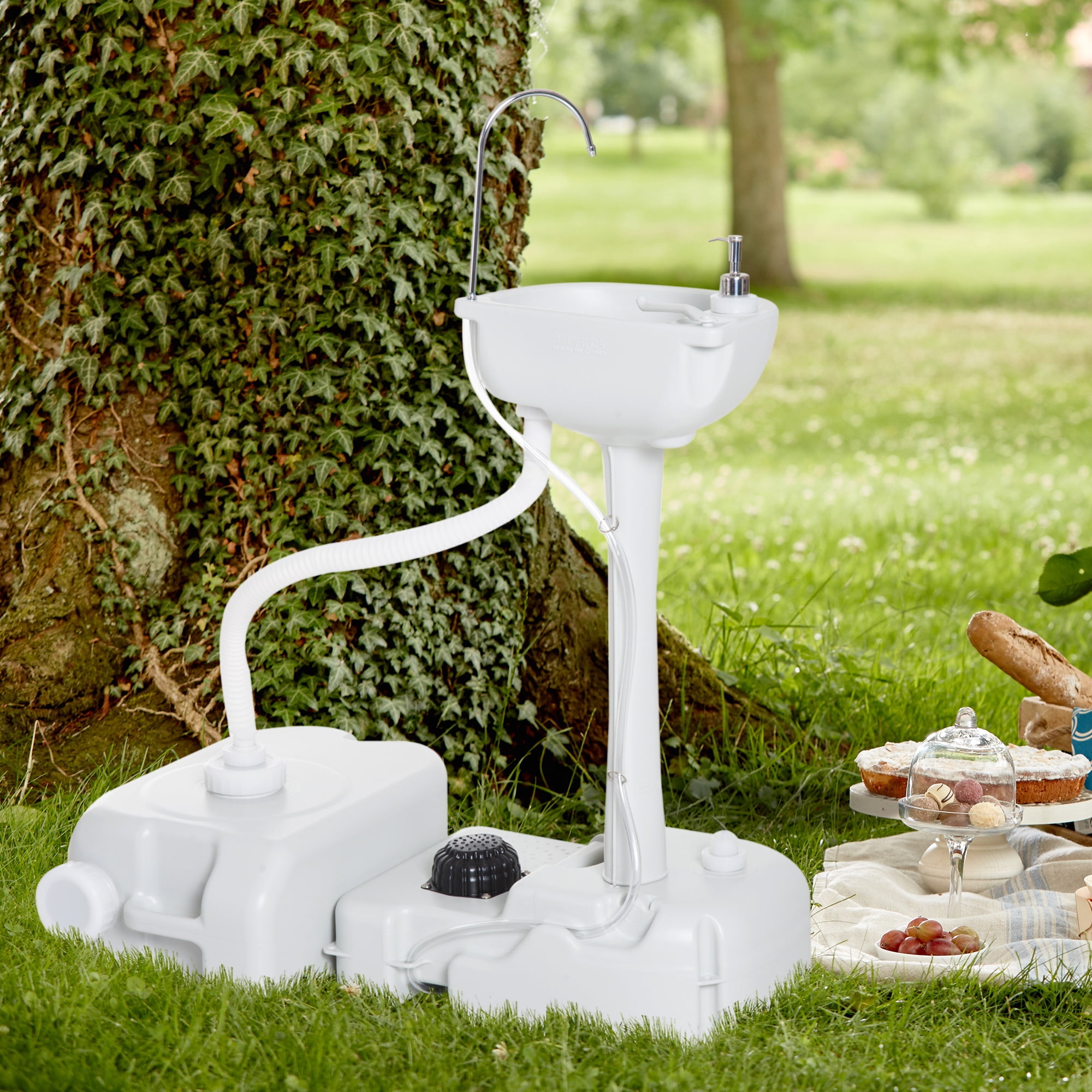 Portable White HDPE Camping Hand Wash Station with Soap Dispenser