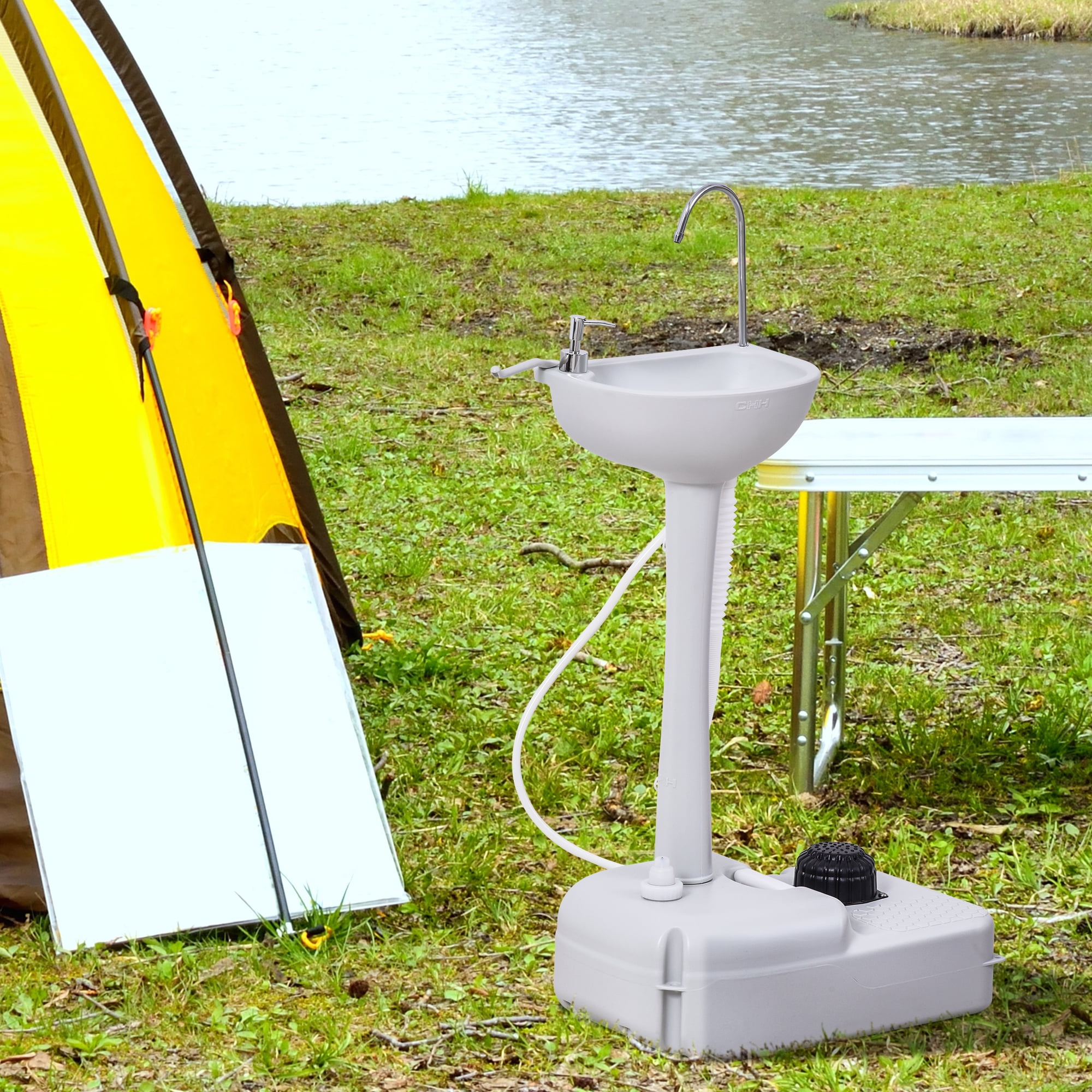 Portable White HDPE Outdoor Hand Wash Station with Towel Holder