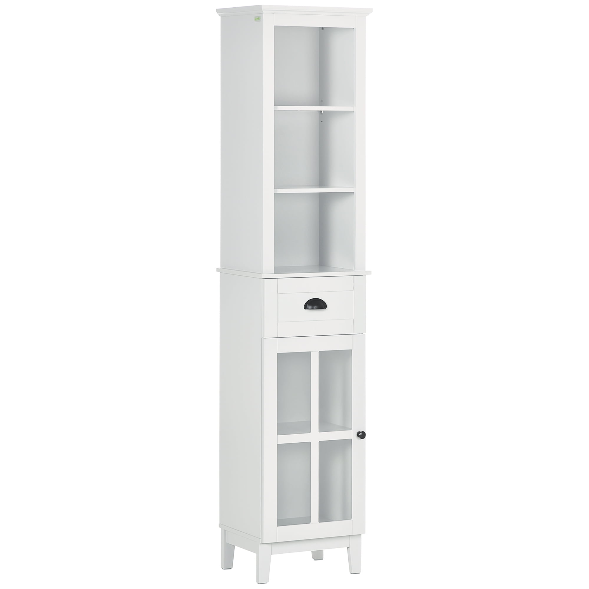 kleankin Slim Bathroom Storage Door & Shelves Linen Tower