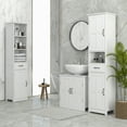 thumbnail image 1 of kleankin Slim Bathroom Storage Cabinet, Tall Bathroom Cabinet, Linen Tower with Open Shelf, Drawer, Recessed Doors, and Adjustable Shelves, White, 1 of 9