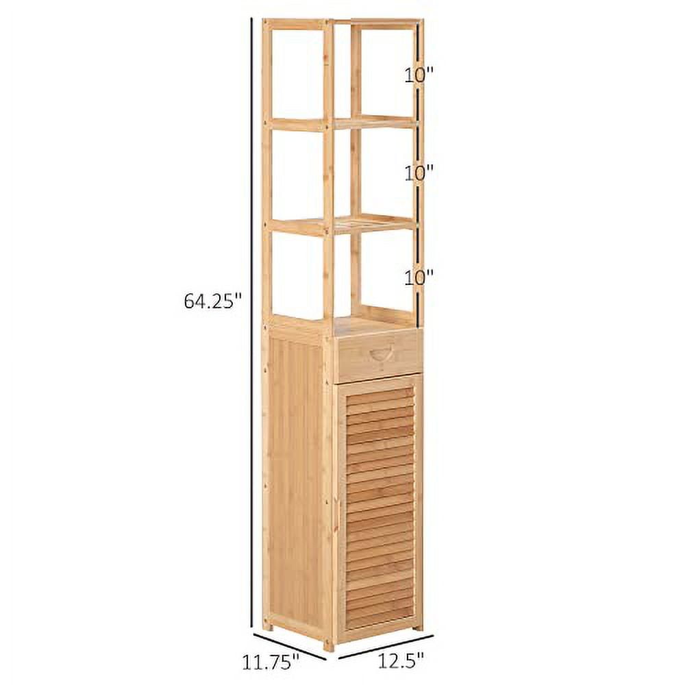 kleankin Tall Bathroom with Drawer and Slatted Shelves, Tall