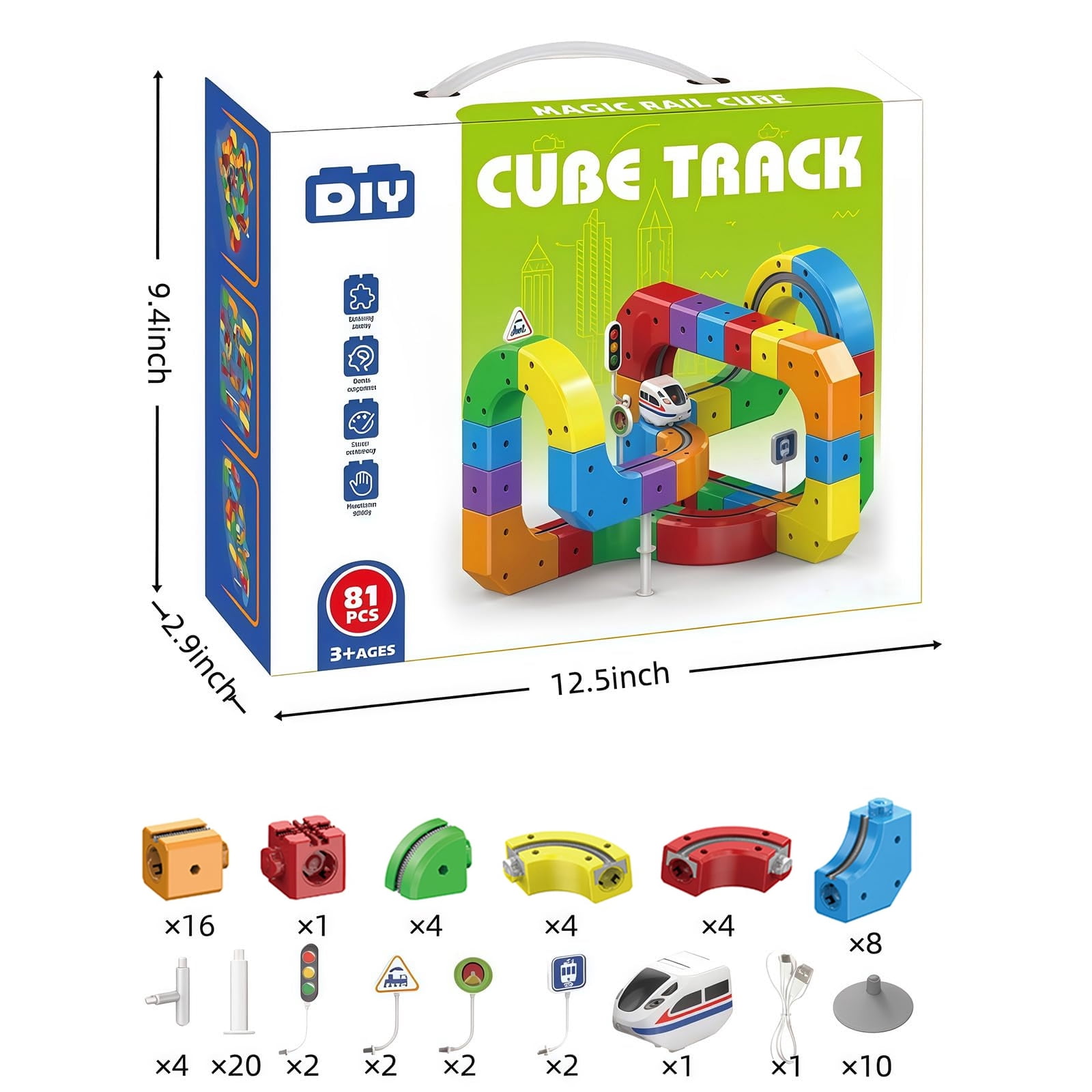 Clickrail Kit De Train électrique Magnétique – 167 Pièces, Rails Flexibles, Blocs De Construction, Boucle 360°