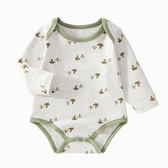 kmaduk 100% Organic Cotton Baby Side Snap Kimono Onesie Bodysuit With Mitten Cuffs (Green,6-12Months)