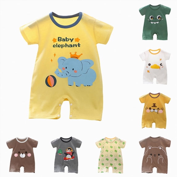 kmaduk Baby Boy Girl Romper Unisex Short Sleeve Toddler Infant Jumpsuit Shorts Summer One Piece (Yellow,6-9 Months)