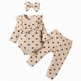 thumbnail image 1 of kmaduk Baby Girl Clothes Newborn Infant Fall Winter Outifts Ribbed Ruffle Long Sleeve Romper Pant Outfit Set 3pcs 0-18Months (Khaki,0-3 Months), 1 of 6