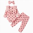 thumbnail image 1 of kmaduk Baby Girl Clothes Newborn Infant Fall Winter Outifts Ribbed Ruffle Long Sleeve Romper Pant Outfit Set 3pcs 0-18Months (Pink,0-3 Months), 1 of 6