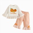 thumbnail image 1 of kmaduk Baby Girl Halloween Outfit Long Sleeve Pumpkin Tops and Plaid Flared Pants Toddler Girl Fall Winter Clothes, 1 of 9