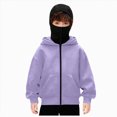 thumbnail image 1 of kmaduk Balaclava Hoodie for Boys Girls Kids Windproof Ski Mask Hoodies Oversized Full Zip Sweatshirt Jacket with Pockets (Purple, 14-15 Years), 1 of 6