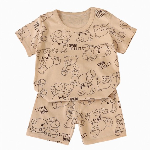 kmaduk Boy Toddler Baby Summer Clothes 3 6 12 18 24 Months 2T 3T 4T 5T Boys Outfits Cute Airplane Printed Round Neck Top Shorts Set size 4-5 Years