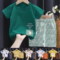 thumbnail image 1 of kmaduk Boys Girls 2 Piece Outfits, Girl Short Set Cute T-Shirt Shorts, Fashion Casual Spring And Summer Children's Short Sleeved Top Shorts Pajamas Set Green Size 6-12 Months, 1 of 7