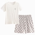thumbnail image 1 of kmaduk Girls Pajama Set 100% Cotton 2 Piece Pjs Short Sleeve Sleepwear for Kids Age 5-14 Years White,Size 3-4 Years, 1 of 7