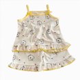 thumbnail image 1 of kmaduk Girls Toddler Baby Summer Clothes 3 6 12 18 Months 2T 3T 4T 5T Girls Outfits Sleeveless Tank Top and Shorts Set Yellow,Size 18-24 Months, 1 of 4