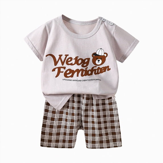 kmaduk Infant Toddler Baby Boys Clothes 2T 3T 4T 5T Boys Summer Outfits Animal Print Short Sleeve T-Shirt and Elastic Shorts for 2 Piece Vacation Clothes Set Kids' Pajamas size 6-12 Months