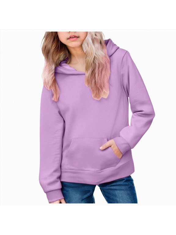 Kids Cotton Hoodies Toddler Fall Pullover Hooded Medium Weight Sweatshirts with Pocket for Boys and Girls (Purple, 7-8 Years)