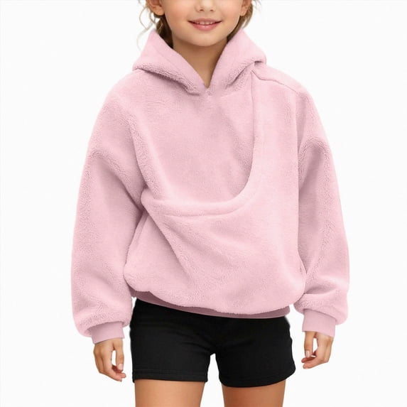 kmaduk Kids Pouch Hoodie-Kokopaws Pet Hoodies with Dog Pouch Girls Pullover Animal Holder Long Sleeve Tops (Pink, 5-6 Years)